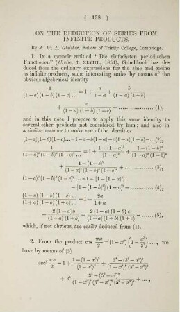 On the deduction of series from infinite products.