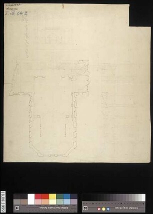 Grundriss und Aufrissskizzen von Innenwänden der katholischen Hofkapelle