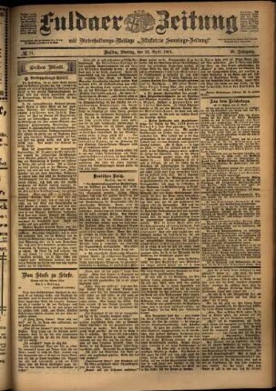 Erste Ausgabe vom Montag, den 22. April 1901.