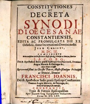 Constitutiones et Decreta Synodal. Diocesis Constantiensis