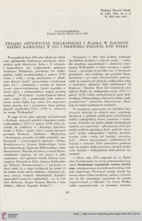 53: Związki artystyczne Wielkopolski i Śląska w zakresie rzeźby kamiennej w XVI i pierwszej połowie XVII wieku