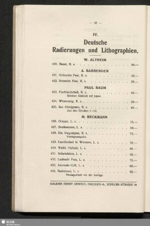 Deutsche Radierungen und Lithographien