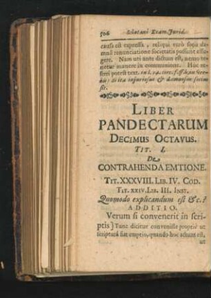Liber Pandectarum Decimus Octavus.