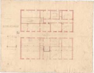Voit, August von; Großes Wohnhaus auf fallendem Gelände - Grundrisse