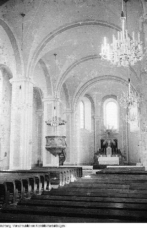 Ralbitz-Rosenthal, Schneeberg, Kirche mit Orgel, März 1952