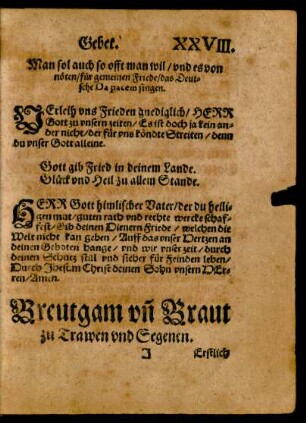 Breutgam und Braut zu Trawen und Segenen.