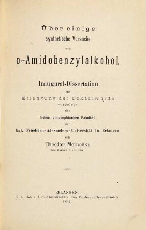 Über einige synthetische Versuche mit o-Amidobenzylalkohol ...