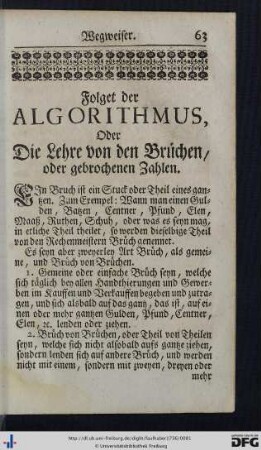 Folget der Algorithmus, Oder Die Lehre von den Brüchen, oder gebrochene Zahlen.