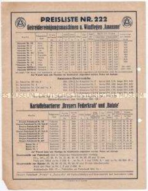 Preisliste Nr. 222