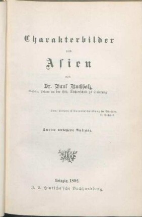 VI. Charakterbilder aus Asien.