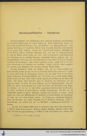 VI. Kolonialgesellschaften. – Schutzbriefe