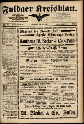 Zweite Ausgabe vom Donnerstag, den 30. Juni 1904.