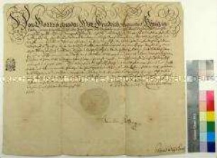 Konsensbrief von August dem Starken für Friedrich August von Watzdorff über Schuldenprolongation