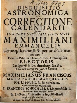 Disquisitio Astronomica De Correctione Calendarii