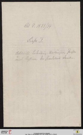 Wintersemester 1933/34, Kap. I-VIII