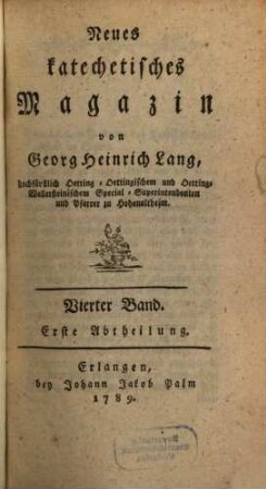 Neues katechetisches Magazin, 4.1789, Abt. 1