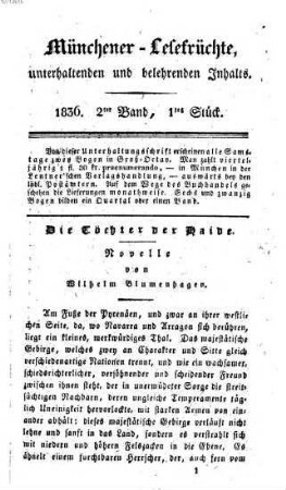 Münchener Lesefrüchte : eine Zeitschrift für Literatur, Kunst und gesellschaftliches Leben. 1836,2