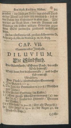 Cap. VII. Diluvium. Die Sündfluth.