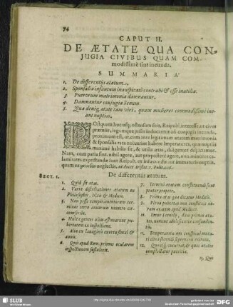 Caput II. De Aetate Qua Conjugia Civibus Quam Comodissimè sint ineunda