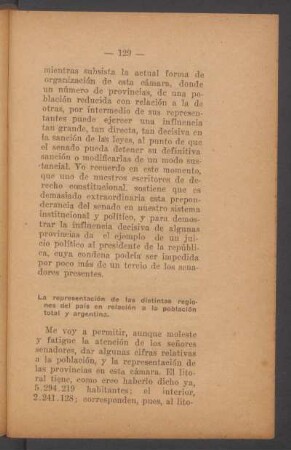La representación de las distintas regiones del país en relación a la población total y argentina.