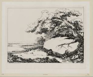 Landschaft mit Felsen und alter Eiche, Blatt 38 der Folge "Federzeichnungen"