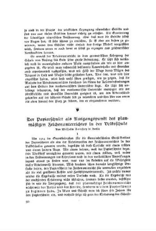 Der Papierschnitt als Ausgangspunkt des planmäßigen Zeichenunterrichts in der Volksschule