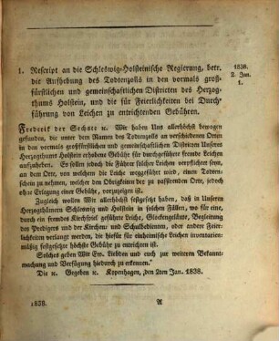 Chronologische Sammlung der im Jahre ... ergangenen Gesetze, Verordnungen und Verfügungen für die Herzogthümer Schleswig-Holstein. 1838
