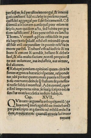 Rebaptizantium opinioni quam circa infantes aegrotos haeretici temperant ... Cap. XVII.