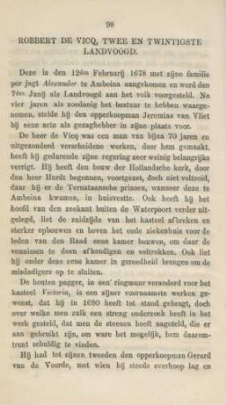 Robbert de Vicq, twee en twintigste landvoogd
