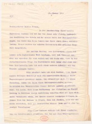 Brief an Karl Klindworth : 16.01.1914