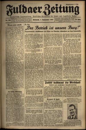 Erste Ausgabe vom Mittwoch, den 04. September 1935.