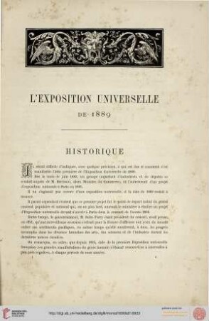 Historique de l'Exposition