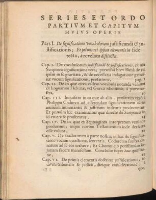 Series et Ordo Partivm et Capitvm Hvivs Operis