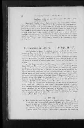 Versammlung zu Lübeck. - 1419 Sept. 14-27.