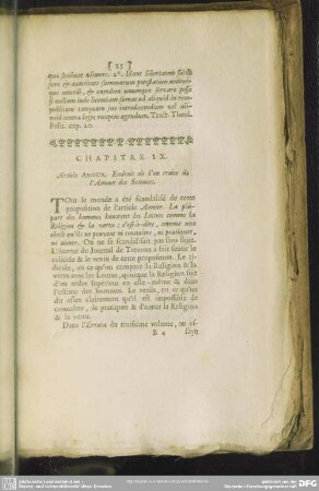Chapitre IX. Article Amour. Endroit où l' on traite de l' Amour des Sciences