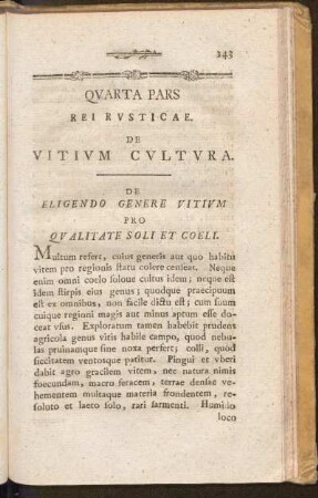 Quarta Pars Rei Rusticae. De Vitium Cultura
