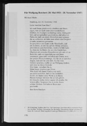 Für Wolfgang Borchert (20. Mai 1921 - 20. November 1947)