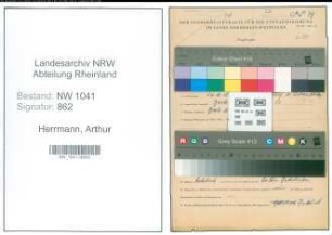 Entnazifizierung Arthur Herrmann , geb. 26.10.1888 (Postbeamter)