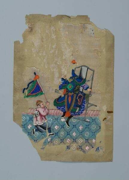 Painting on rice paper (pith paper): Flag bearer and military