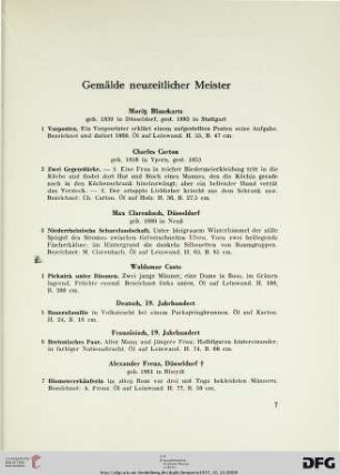 Gemälde neuzeitlicher Meister (Nr. 1-69)