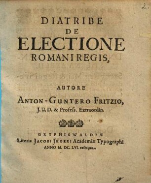 Diatribe de electione Romani regis
