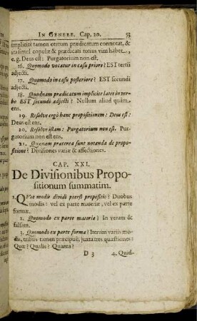 Cap. XXI. De Divisionibus Propositionum summatim. - Cap. XXX. De Propositionibus Exponibilibus.