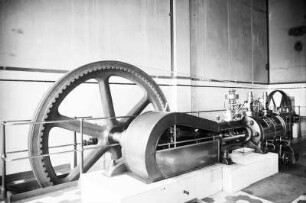 Liegende Einzylinder-Dampfmaschine zum Antrieb von Generatoren : Brockwitz. Carl Tiedemann Chemische Werke Brockwitz. Liegende Einzylinder-Dampfmaschine zum Antrieb von Generatoren