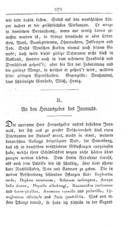 II. An den Herausgeber des Journals.