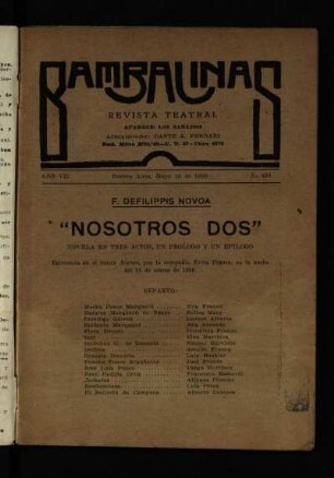 Nosotros dos : novela en un acto, un prólogo y un epílogo