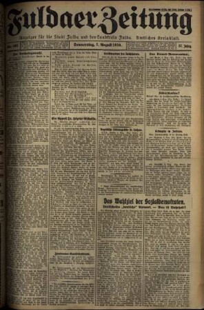 Ausgabe vom Donnerstag, den 07. August 1930.