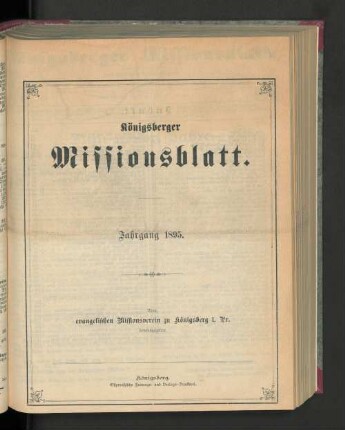 1895: Königsberger Missionsblatt
