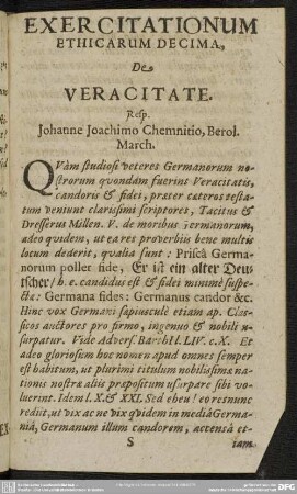 Exercitationum Ethicarum Decima, De Veracitate