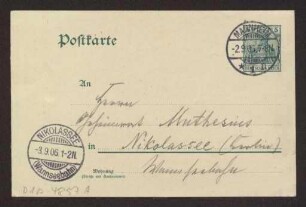 Schreiben an Hermann Muthesius (Postkarte)