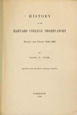 History of the Harvard College Observatory during the period 1840-1890